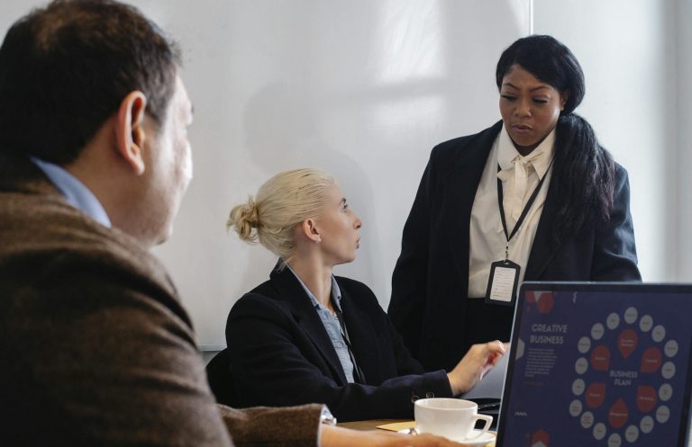 Group of multiethnic colleagues working together in office